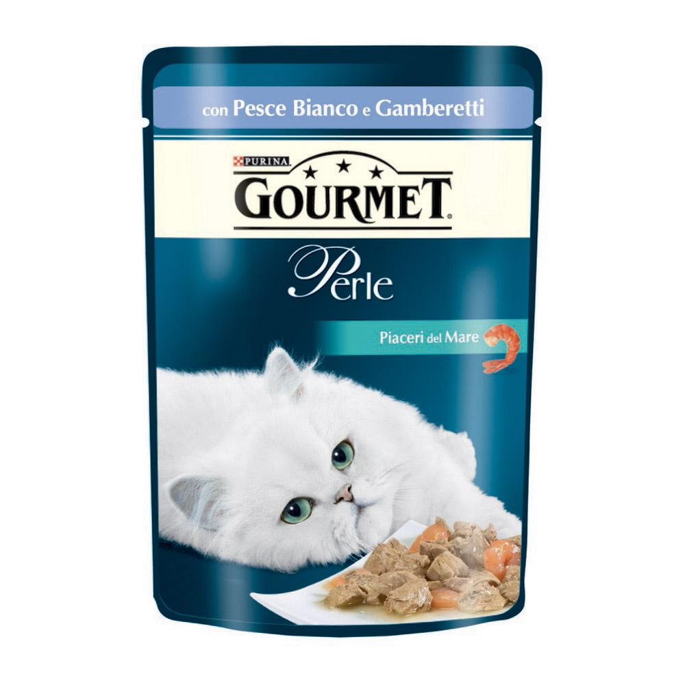 Gourmet perle piaceri d. mare con pesce e gamberetti umido gatto gr.85