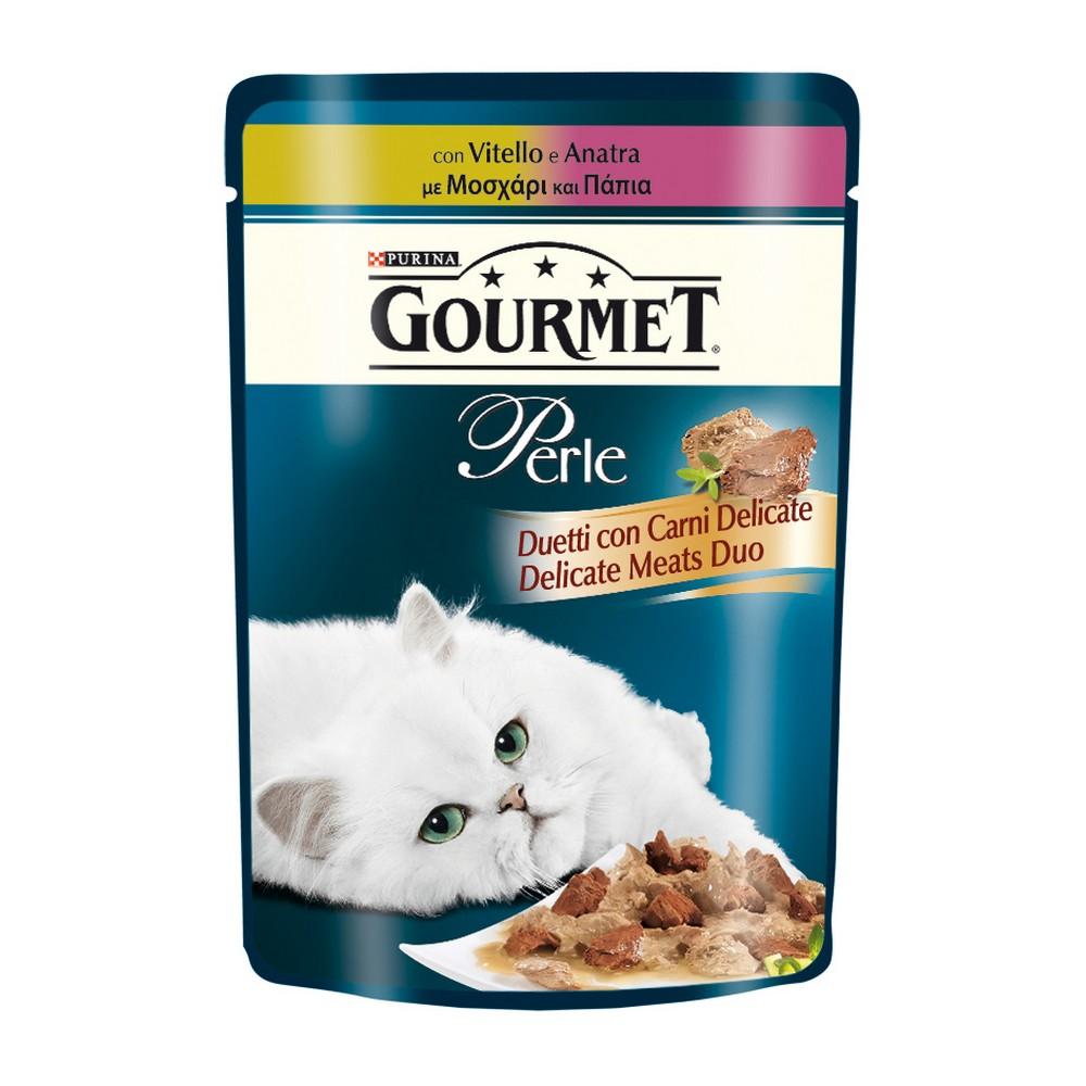 Gourmet perle duetti con vitello e anatra umido gatto gr. 85