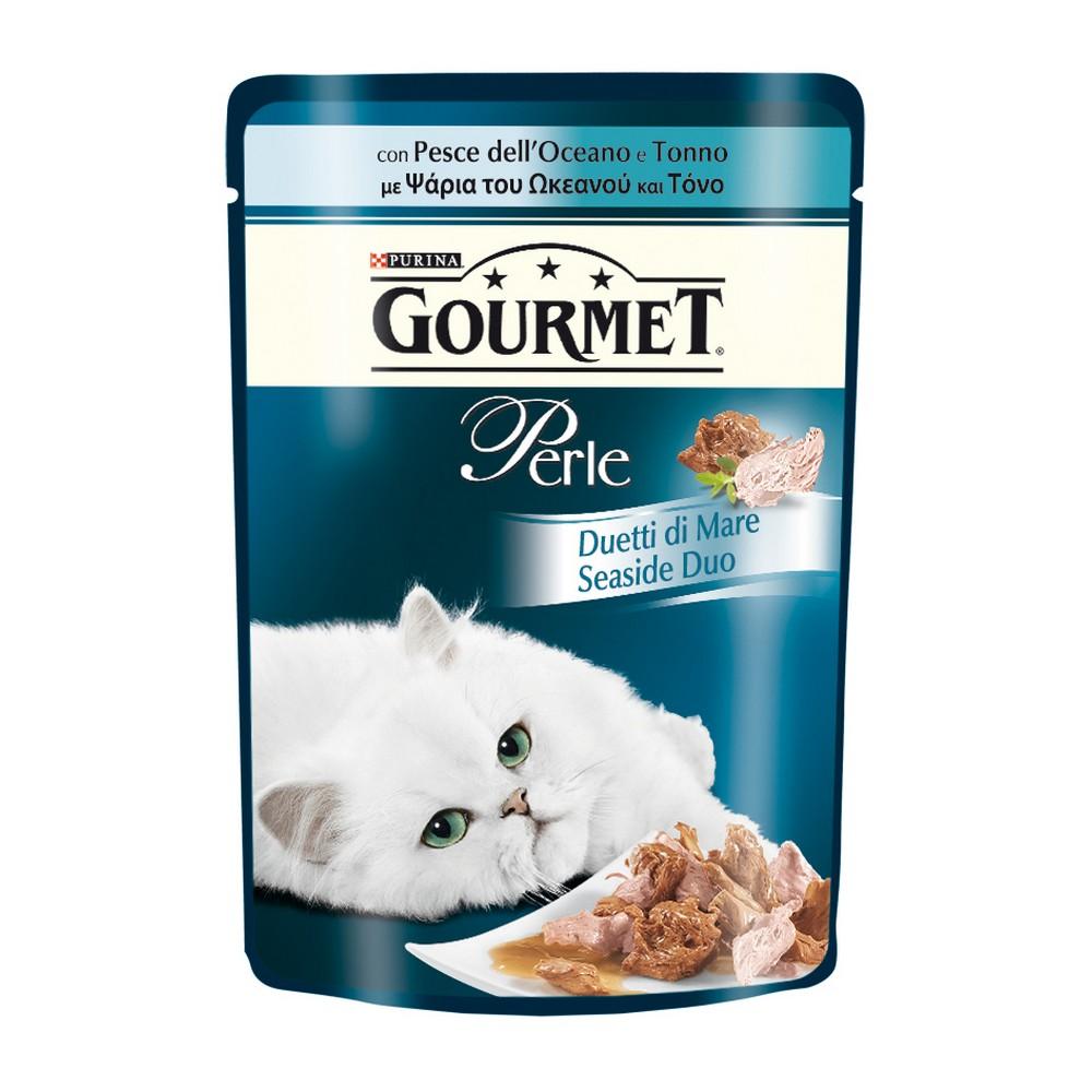Gourmet perle duetti con pesce dell oceano e tonno umido gatto gr. 85