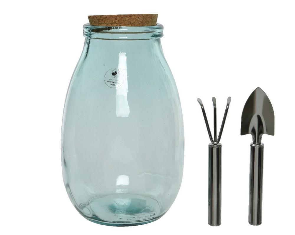Kit Terrarium in vetro e tappoi in sughero riciclato con accessori Ø 28 cm