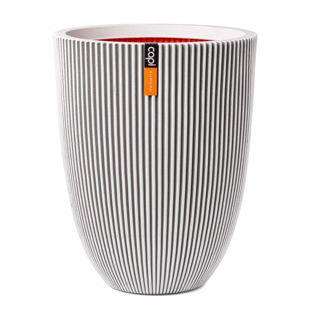 Vaso elegant low groove ivory 46x58 cm.