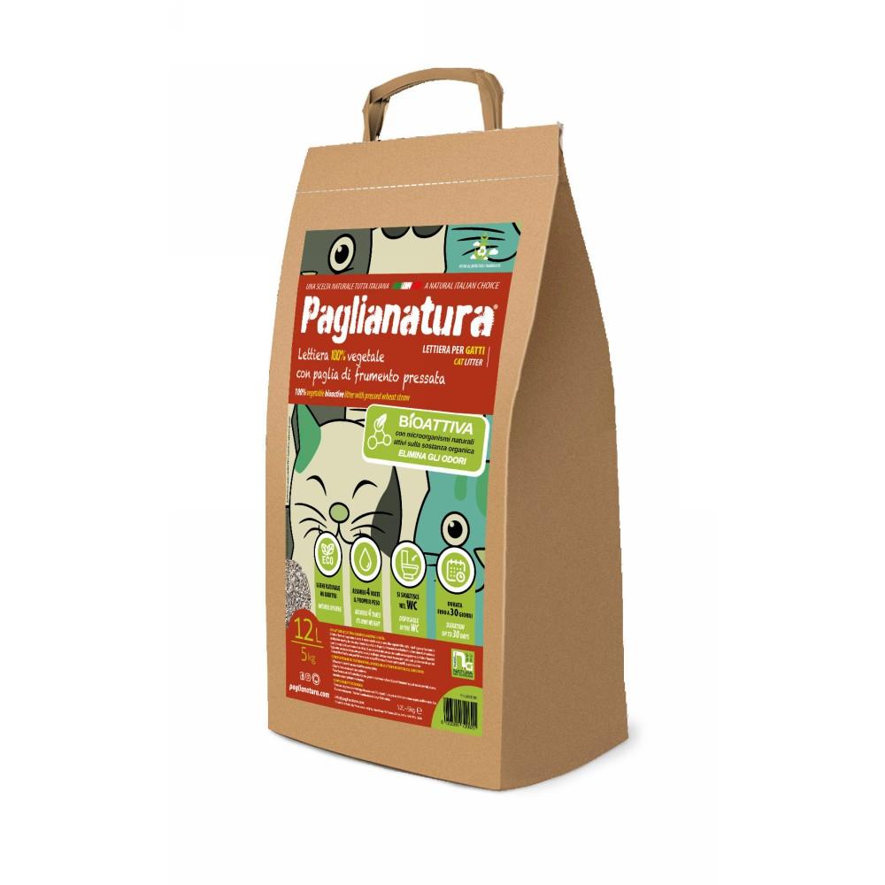 Lettiera agglomerante naturale Bioattiva con fibre vegetali della paglia di frumento 12lt.