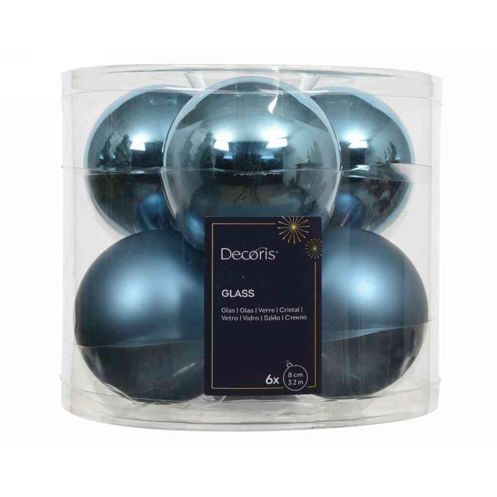 Palla in Vetro Shiny Matt Mix, 8cm, Folk Blue