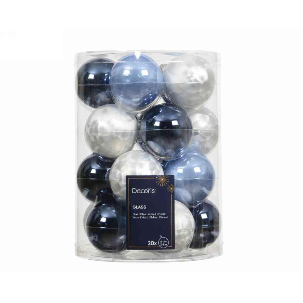 Set 20 Palle in Vetro 6cm Enamel Shiny Mix