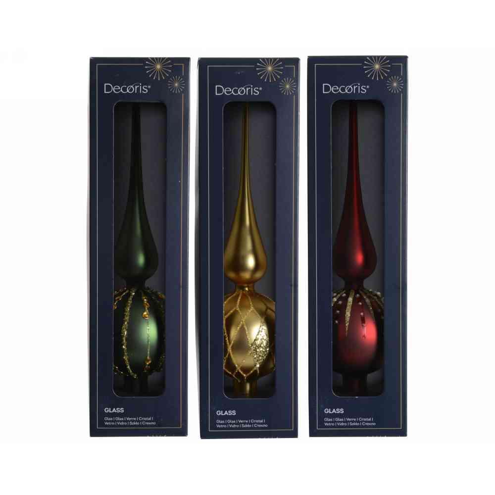 Puntale per Albero in Vetro Soffiato 31cm Enamel Matt con Glitter