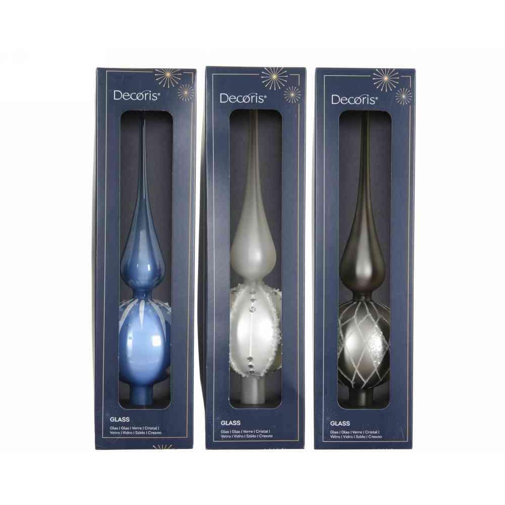 Puntale per Albero in Vetro Soffiato 31cm Enamel con Glitter