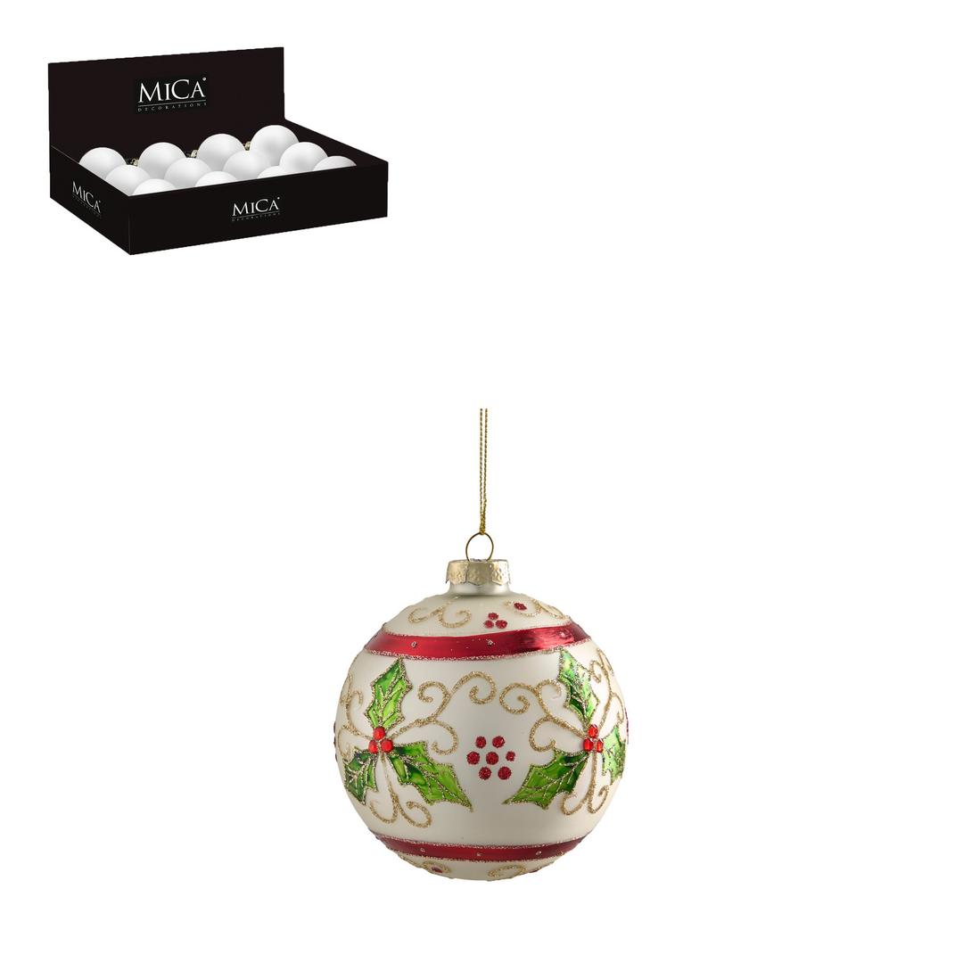 Display 12 Palle in Vetro 10cm, Bianche