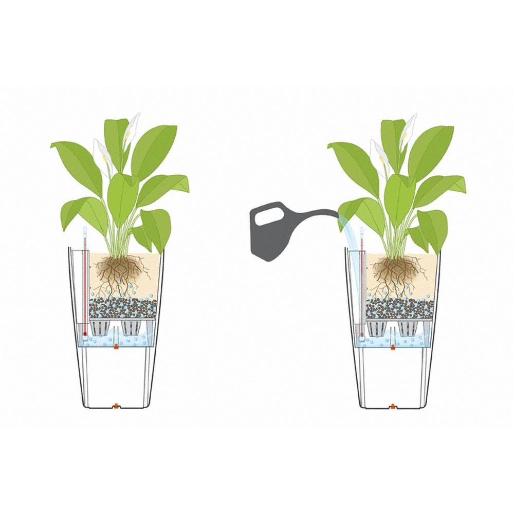 Vaso cubico lechuza con set di irrigazione Lechuza