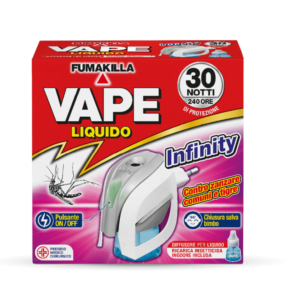 Liquido Antizanzare Infinity Inodore Kit Diffusore e Ricarica 30 Notti