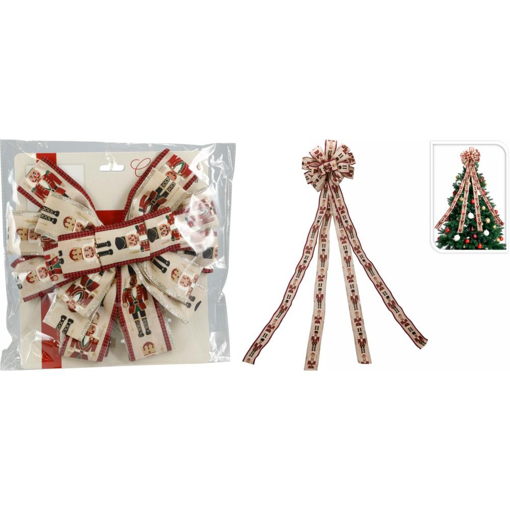 Fiocco Puntale Albero Schiaccianoci 130x33cm 2 Ass