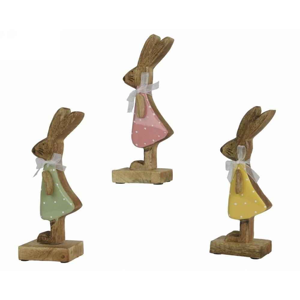 Coniglietto Pasquale in Legno di Mango Decorativo