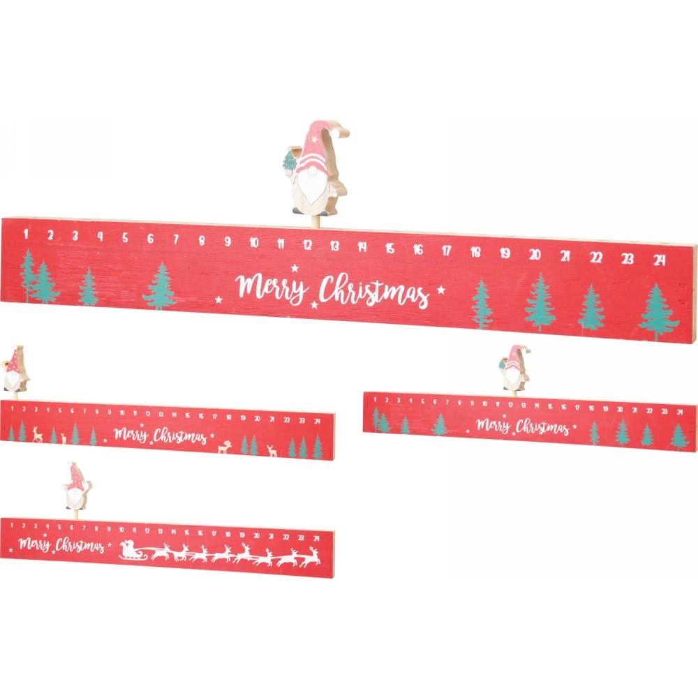 Calendario dell'Avvento Rosso 40cm 3 Ass
