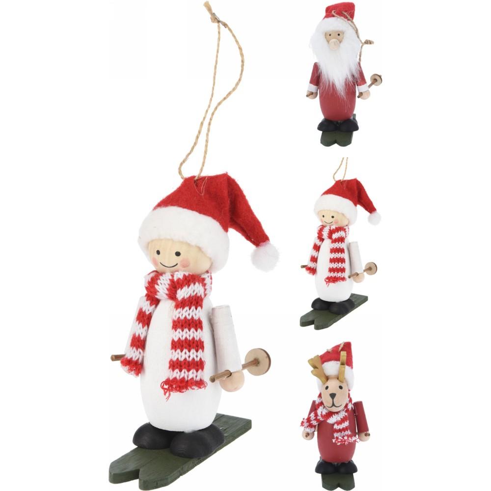 Pendente Figura Natalizia Sci 11cm 3 Ass