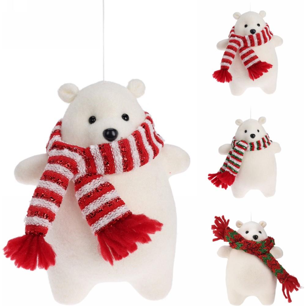 Pendente Orso Polare con Sciarpa 17cm 3 Ass
