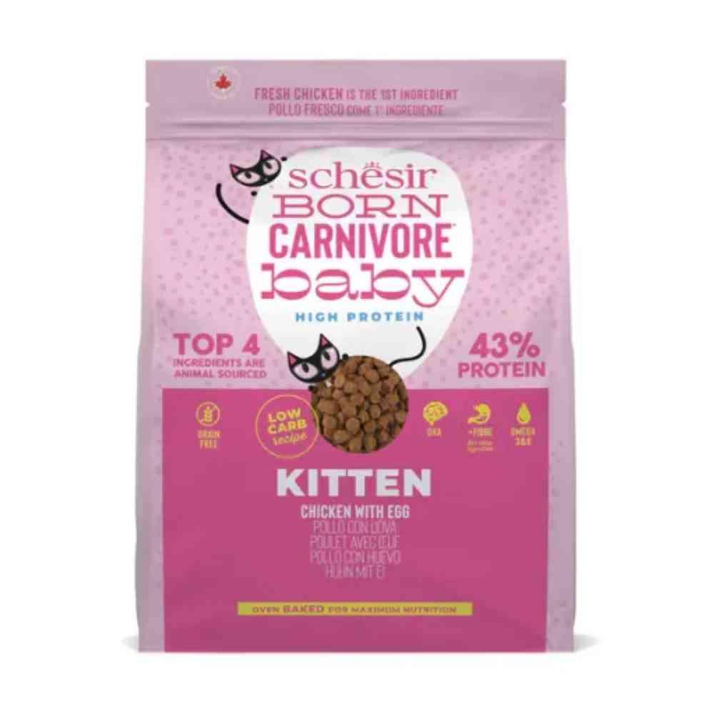 Cibo secco Gattini Kitten Born Carnivore Pollo con Uovo Kg.1,25 Schesir Cat