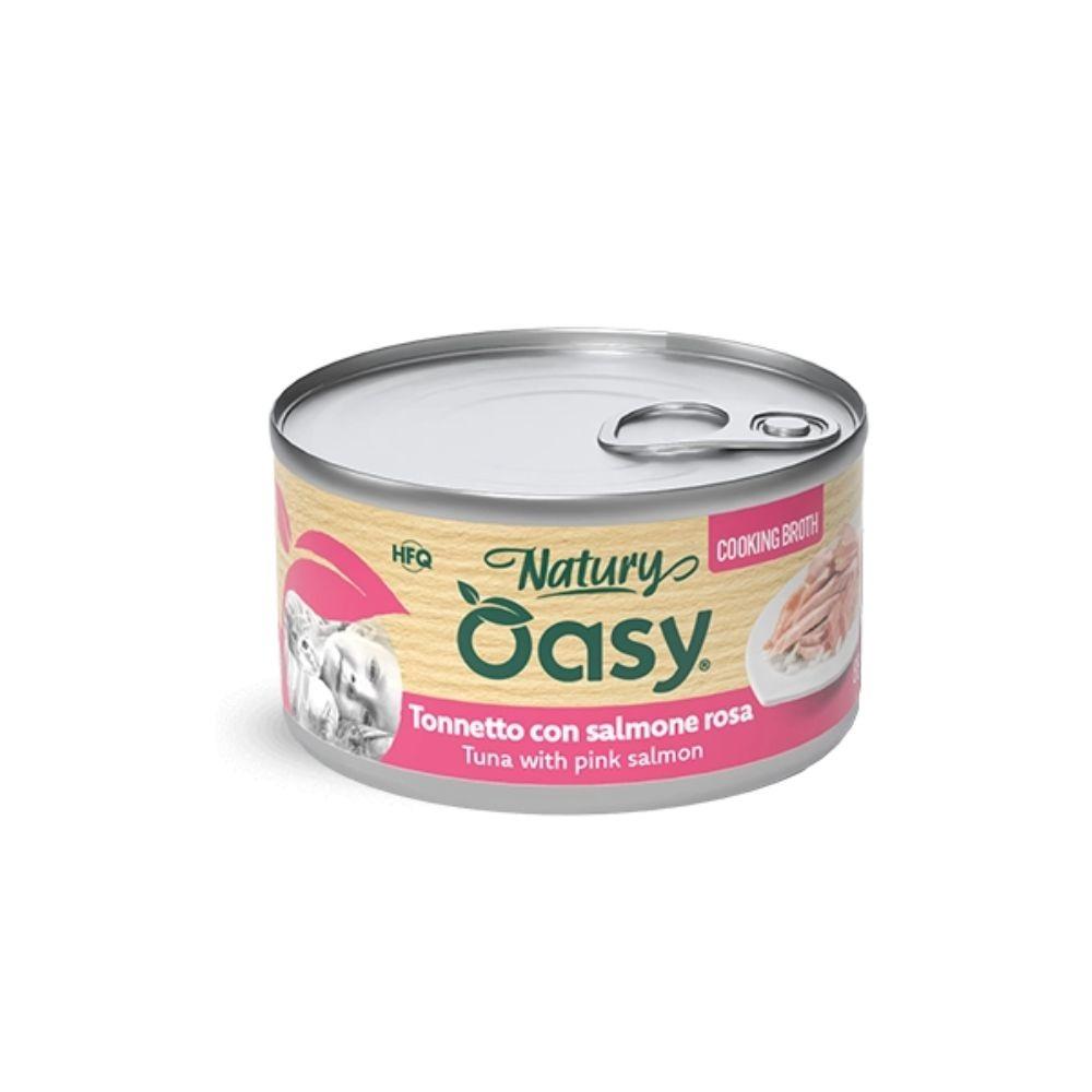 Natury Tonnetto con salmone rosa 85gr Umido per gatti adulti in brodo di cottura