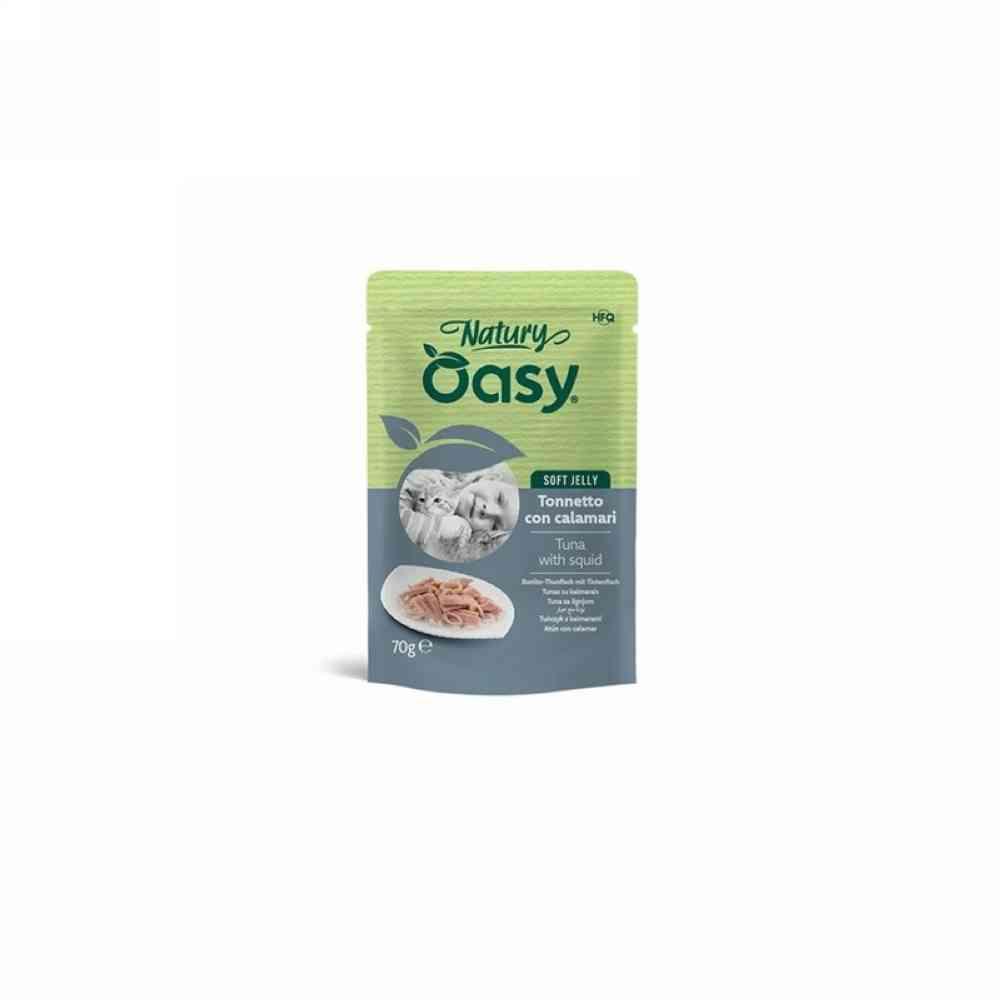 Cibo umido Gatti Adulti Natury Soft Jelly Tonnetto Con Calamari Busta Gr.70 Oasy