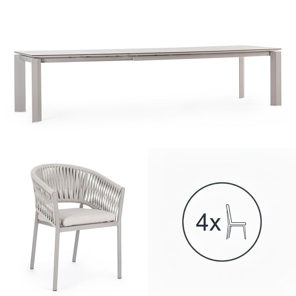 Set da pranzo Tavolo allungabile Otavio + 8 sedie Florencia Moon con cuscini