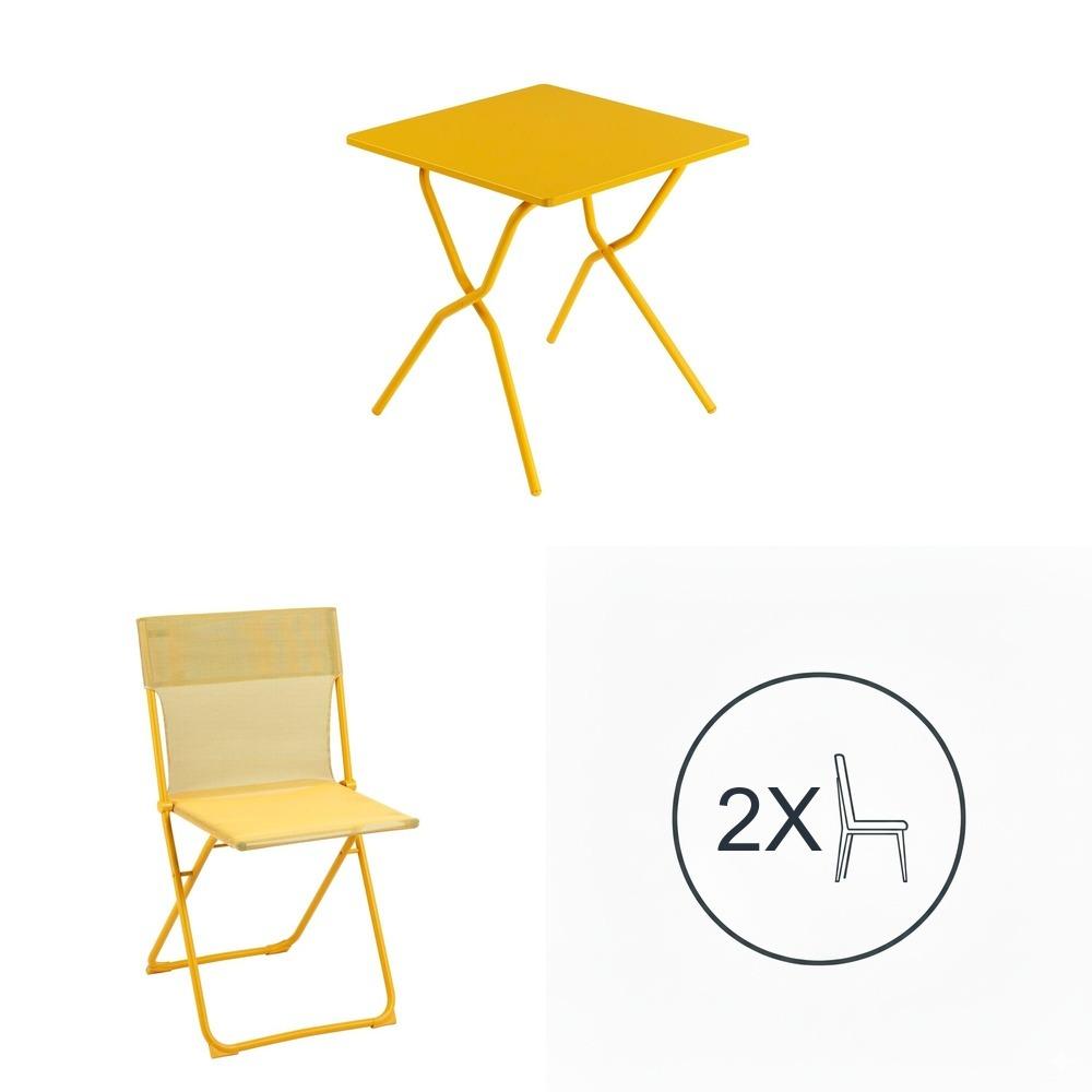 Set tavolo e 2 sedie Balcony colorblock miel Lafuma
