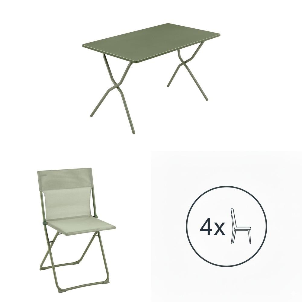 Set tavolo e 4 sedie Balcony moss Lafuma