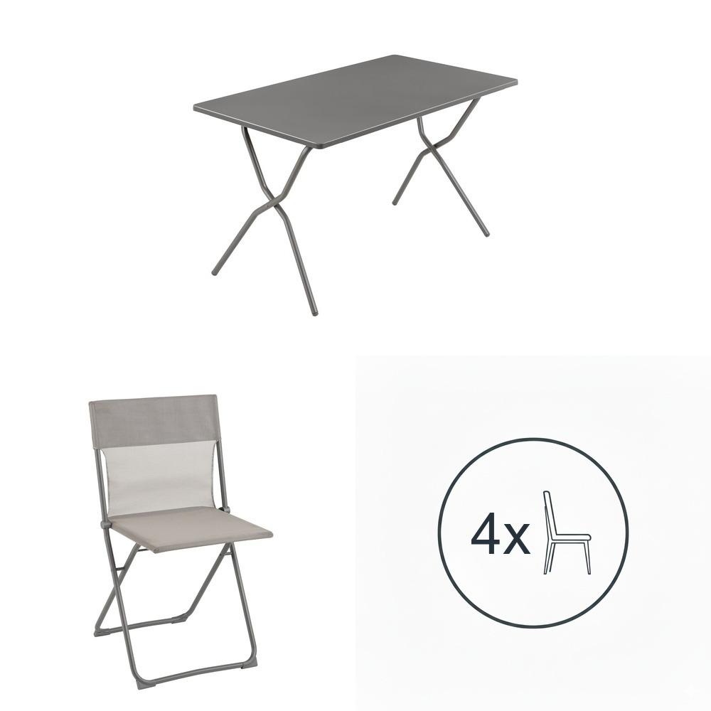 Set tavolo e 4 sedie Balcony titane Lafuma