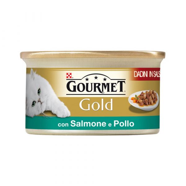 Gourmet gold dadini con salmone e pollo in salsa umido gatto gr. 85