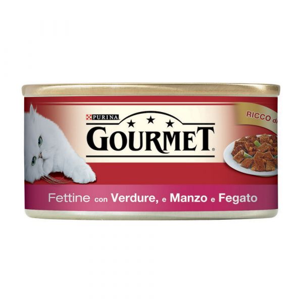 Gourmet 195 gr. fettine con manzo, fegato e verdure umido gatto