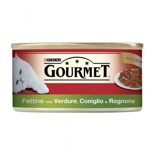 Gourmet 195 gr. fettine con coniglio, rognone e verdure umido gatto
