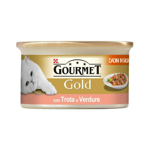 Gourmet gold dadini con trota e verdure in salsa umido gatto gr. 85