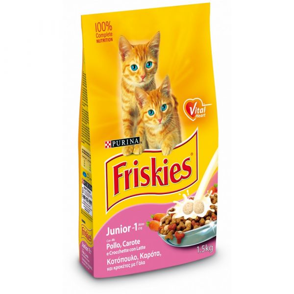 Friskies junior con pollo latte e verdure secco gatto kg. 1,5