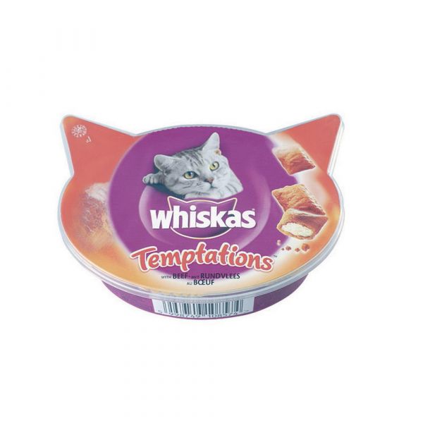 Whiskas temptations con manzo snack per gatti gr. 60