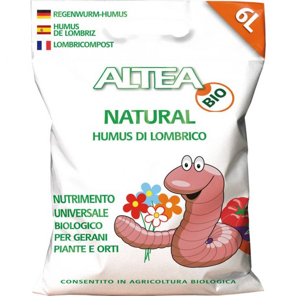 Humus di lombrico natural 3kg concime biologico piante gerani e orti