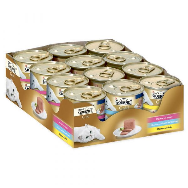 Gourmet gold vassoio mousse 3 gusti gr. 85 x pz.24