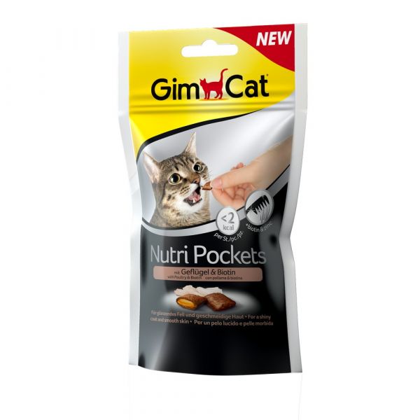 Gimcat nutripockets con pollame e biotina 60gr