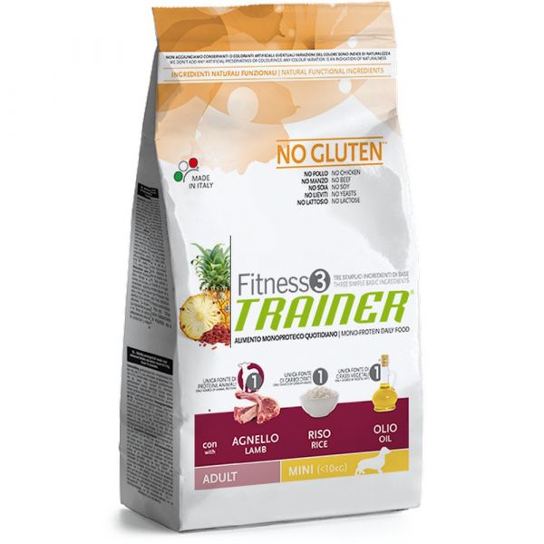 Trainer fitness 3 no gluten mini con agnello riso e olio 7,5kg