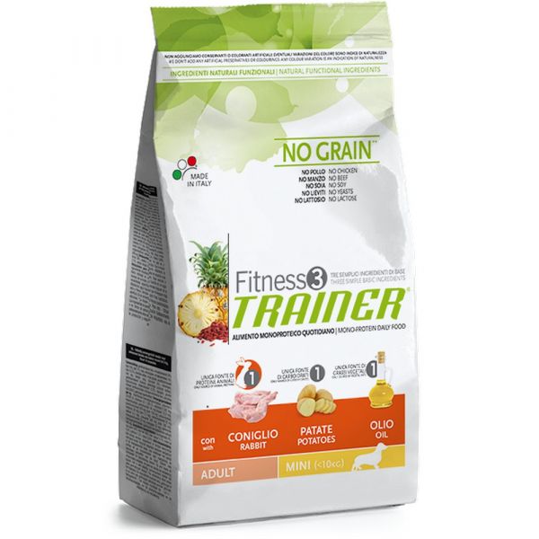 Trainer fitness 3 no grain mini con coniglio patate e olio 7,5kg