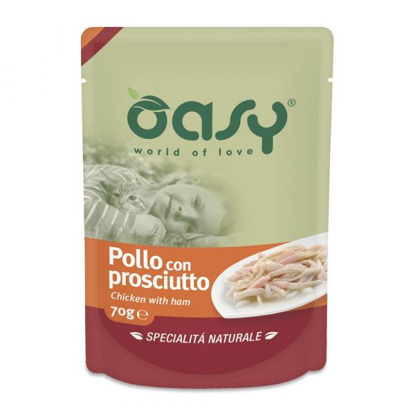 Oasy pollo e prosciutto umido gatto in busta 70gr