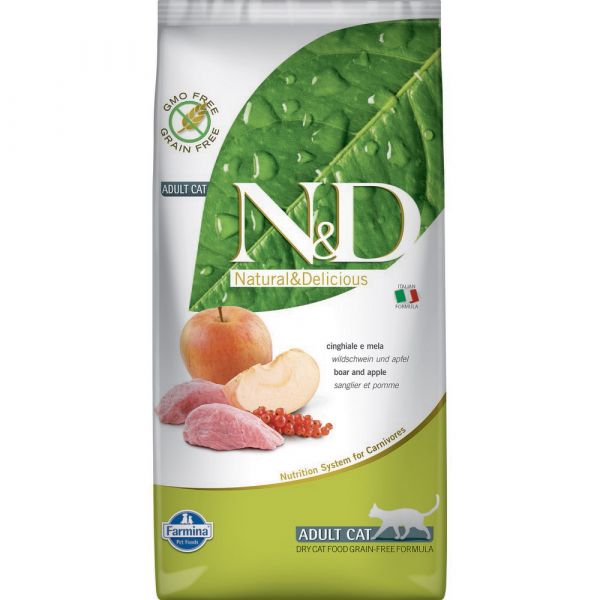 N & d grain free con cinchiale e mela secco gatto kg. 5