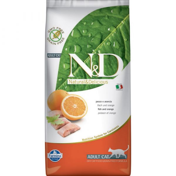 N & d grain free con pesce oceanico e arancia secco gatto kg. 5