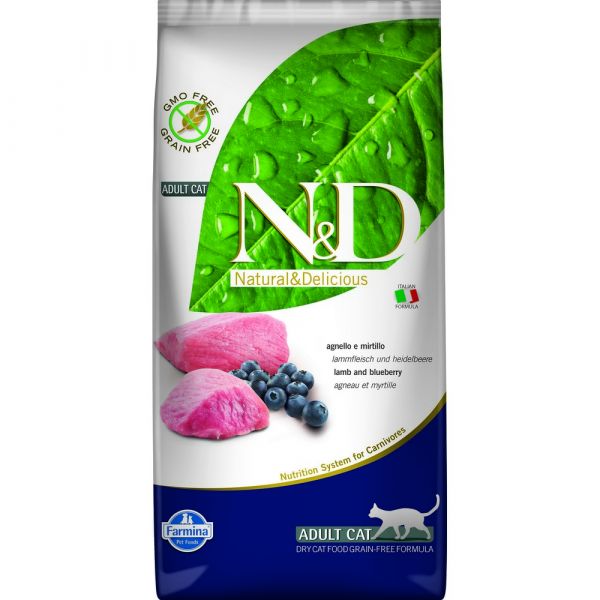 N & d grain free con agnello e mirtillo secco gatto kg. 5