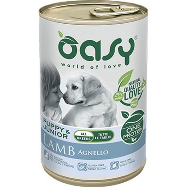 Oasy one protein umido cane puppy all'agnello 400gr