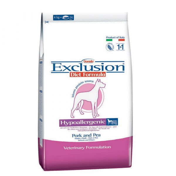 Exclusion dog hypoallergenic small maiale e piselli 2kg