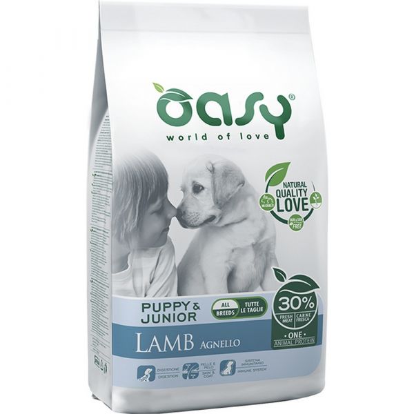 Oasy one protein secco cane puppy all'agnello 12kg