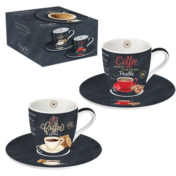 Set 2 tazzine da caffe con piattino in confezione regalo