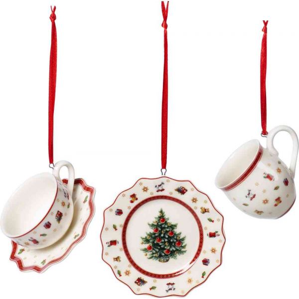Set di stoviglie decorative Toy's Delight Decoration, bianco / rosso, 3 pezzi, 6,3 cm