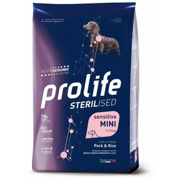 Dog sterilised sensitive maiale e riso mini 2 kg