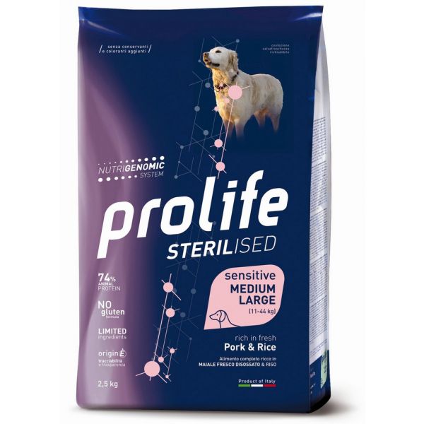 Dog sterilised sensitive maiale e riso m/l 12 kg