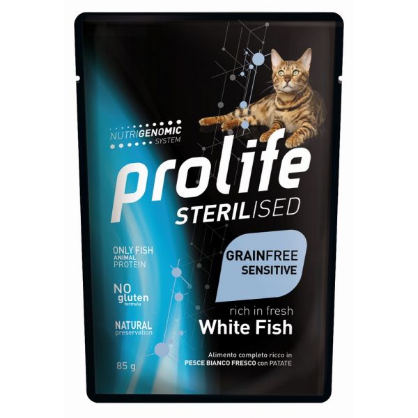Prolife Cat Sterilised adult pesce bianco 85 g