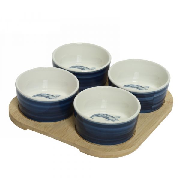 Tapas set porcelain round blue