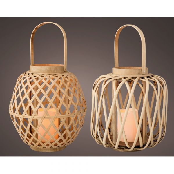 Led lantern bamboo steady natu